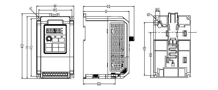 正弦EM100变频器 EM100-0R4-1B 单相220V 0.4KW_正弦变频(图2)